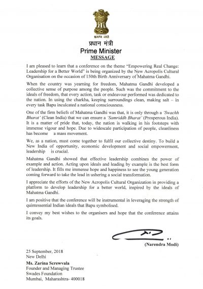 Επιστολή Ινδού Πρωθυπουργού – Αφιέρωμα στον Γκάντι